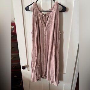 Umgee Dusty Rose Sleeveless Button-Front Dress